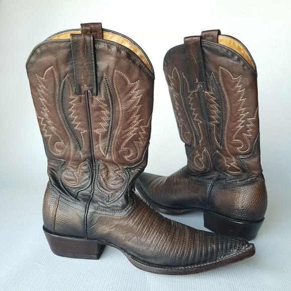 Los Altos Genuine Lizard Teju Cowboy Boots Size 6 main image 4